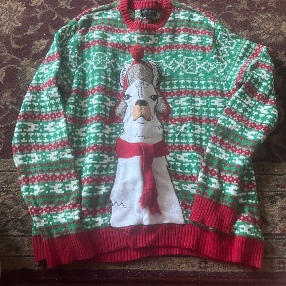 Festive Llama Christmas Sweater Size Large